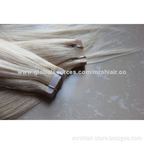 24-inch pale color Malaysian straight tape in hair